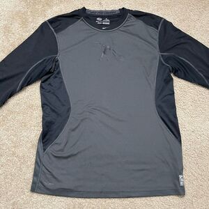 Nike Pro Combat DRI-FIT Ken Griffey Jr Swingman Raglan Large Gray Black Fitted